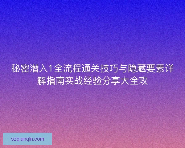 秘密潜入1全流程通关技巧与隐藏要素详解指南实战经验分享大全攻
