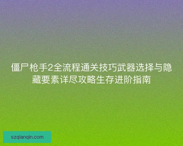 僵尸枪手2全流程通关技巧武器选择与隐藏要素详尽攻略生存进阶指南