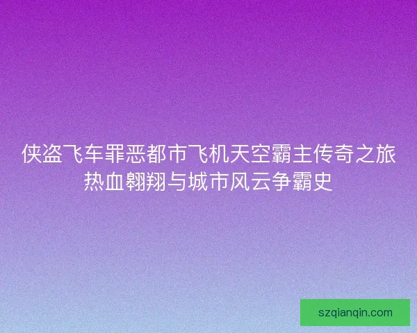 侠盗飞车罪恶都市飞机天空霸主传奇之旅热血翱翔与城市风云争霸史